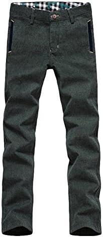 PXForest Men's Slim Straight Leg Stretch Sanding Thicken Flat Front Casual Pants Green-36