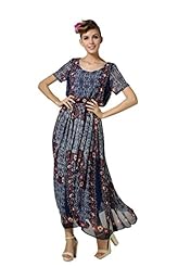 Sexy General Print Vintage Chiffon Elasticized   Waistline Maxi Dress 