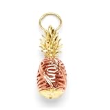 Aloha Hawaii Pineapple Pendant in Two-Tone 14K Gold