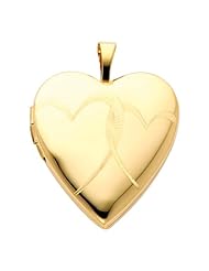 14K Yellow Gold Heart Locket Pendant (0.8" Inches or 20mm)