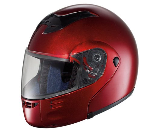 DOT Wine Glossy Full Face Modular Flip-Up Helmet - Size : Large