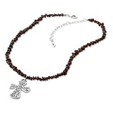 Strength Cross Garnet Necklace