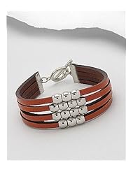 Orange Leather Bracelet In White Base