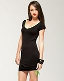 bebe Mesh Back Neon Trimmed Dress