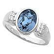 14K White Gold London Blue Topaz and Diamond Ring