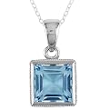 Silver Blue Topaz Pendant - Blue