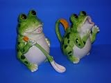 FROG 3-D Creamer & Sugar Jar Set w/Sugar Spoon Froggy Frogs *NEW*