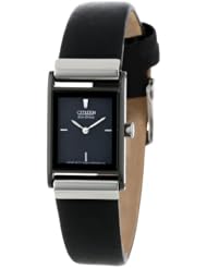 Citizen Womens EW9215-01E "Eco-Drive" Stainless Steel and Black Leather Watch