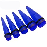 Fashion Ear Plugs - Cobalt Blue Taper Ear Plugs (5/8 Gauge) - Body Jewelry (2 pc)