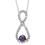 10k White Gold Diamond and Amethyst Infinity Pendant (1/10 cttw, I-J Color, I3 Clarity), 18"