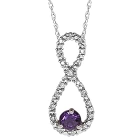 Buy 10k White Gold Diamond and Amethyst Infinity Pendant (1 10 cttw, I-J Color, I3 Clarity), 18 by Amazon.com Collection