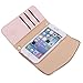 iPhone 6 6s Wallet Case, True Color© Premium Perforated Zipper Decorated Leatherette Wristlet Clutch Folio Flip Wallet Purse Clubbing Case Cover - Nude Pink