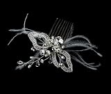 WHITE Crystal & Feather Pearl Butterfly Wing Bridal Hair Comb WHITE Crystal & Feather Pearl Butterfly Wing Bridal Hair Comb