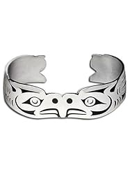 Sterling Silver Northwest Coast Native American Eagle Bracelet . Made in USA.