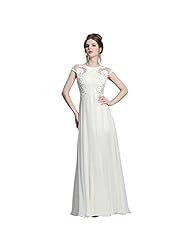 A-line Cap Sleeves Chiffon Applique Beaded Vintage Floor Length Evening Dress/Prom Dress/Wedding Party Dress 