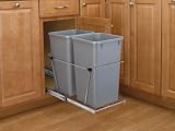 Rev-A-Shelf 27Qt Double Waste Bin Full Extension Chrome Slides Silver