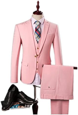 POSHAWN Men's Slim Fit Style 3 Piece Suit Set