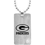 Team Titanium Green Bay Packers Steel Dog Tag with Cubic Zirconia Insert