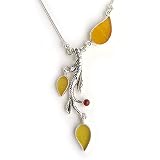 Yellow Leaf Sea Glass & Sterling Silver Necklace