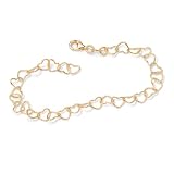 PalmBeach Jewelry 18k Gold over Sterling Silver Heart-Link Ankle Bracelet
