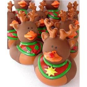 9 Rubber Duck Duckie Ducky CHRISTMAS REINDEER Party Favors