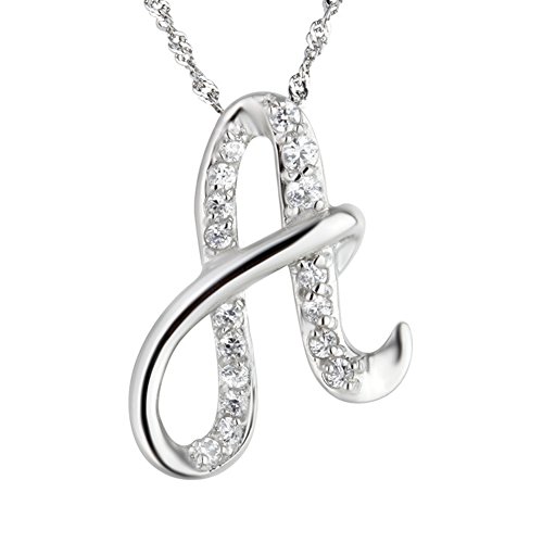Diamante Initial Pendant Necklace Fashion Chain 25 1/2 Inches Long A-Z