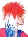 Unisex red blue and white spiky punk wig hen night halloween fancy dress costume clothing party