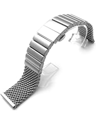 22mm Heavy Stainless Steel Mesh Watch Solid Link Deployment Strap B