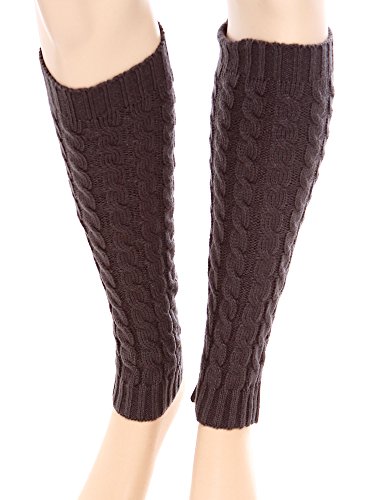 Simplicity Women Leg Warmers Knit Boot Cuffs Socks Toppers Long Size Coffee