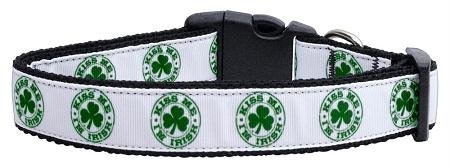 Mirage Pet Products Kiss Me I'm Irish Nylon Ribbon Dog Collar, Medium