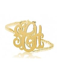 Monogram Necklace 18k Gold Plated Personalized Initial Name Necklace