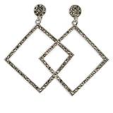 [Promotion] Bijoux faits main - Paire de boucles d'oreilles carrées en argent 925 - Cadeau artisanal de l'Inde - Mode femme Image du produit
