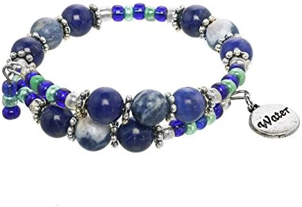 Water Element Beaded Gemstone Bracelet for Women Made From Howlite Lapis and Sodalite Semi-precious Gemstone