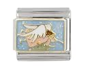 SilverBin Enamel Paint Flying High Angel Stainless Steel Italian Charm Link