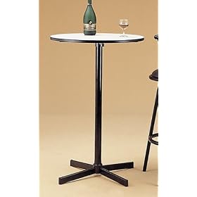 Black Finish Metal Bar Table with White Laminated Top by visiondecor Furniture