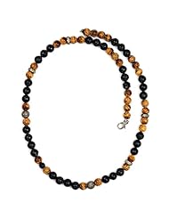 Diamond Pave Natural Black Onyx Beads Strand Necklace Silver Jewelry