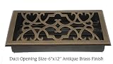 Brass Elegans 120HR-AB Antique Brass Victorian Scroll Victorian Scroll 6 x 12 Solid Brass Floor Register