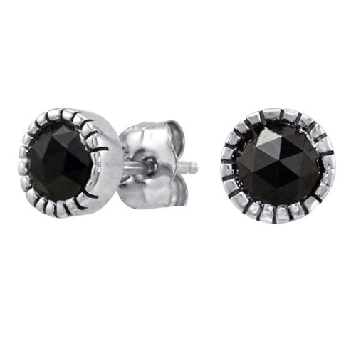 10k White Gold Rose-Cut Black Diamond Earrings (1/2 cttw)