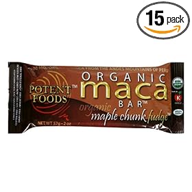 POTENT FOODS® Organic Maca Bar™, Maple Chunk Fudge, 2-Ounce Bars (Pack of 15)