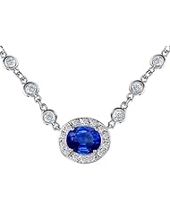 Original Star K (tm) Oval 10x8mm Created Sapphire Necklace in 925 Sterling Silver