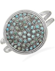 Large Oxidized Round Turquoise Cuff Bracelet