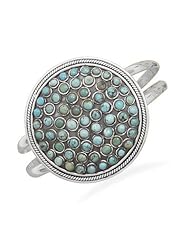 Large Oxidized Round Turquoise Cuff Bracelet