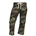 Green Brown Camouflage Cammo Novelty Print Jersey cotton low rise flared capri pants, 5 adult sizes