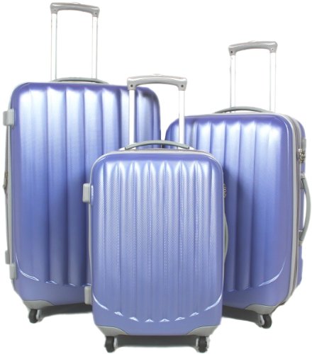 BLAU 3 tlg. Reisekofferset (76/65/54cm Boardcase) Koffer Kofferset Trolley Trolleys Hartschale