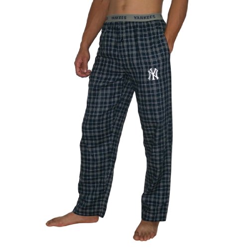 Mens MLB New York Yankees Plaid Cotton Thermal Sleepwear / Pajama Pants - Dark Blue (Size: M)