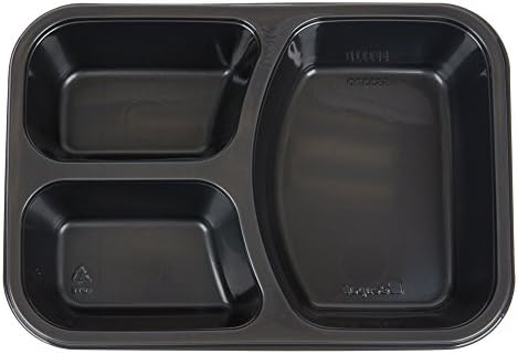 Oven Safe Food Storage Containers - Meal Prep, Portion Control "freezer to oven" food pans 3 Compartment - Reusable, Microwave, Dishwasher &amp; Freezer Safe - Strong PET Plastic 6 Pack - by HomeryWare