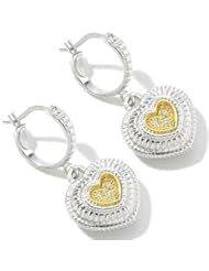 Sterling Silver 18K Gold Diamond Heart Earrings (0.12 ct.tw.)