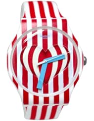 Swatch SUOZ168 Sweet Valentine White Red Analog Dial Silicone Women Watch NEW