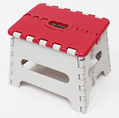 Playwise Super Strong Foldable Step Stool for Adults and Kids (8.5", RED)