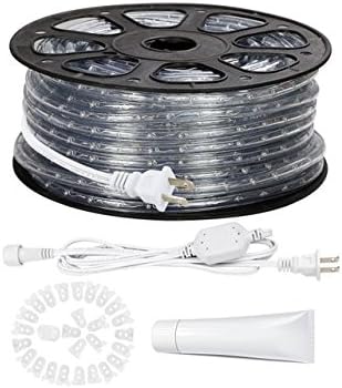 LOBOOS 150ft 110-120V LED Rope Lights, 3000K Warm White, Waterproof IP65, Tubing Rope, Indoor/Outdoor Rope Lighting for Holiday